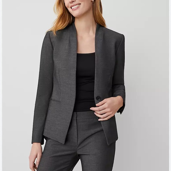 Ann Taylor Jackets & Blazers - Ann Taylor Cutaway Blazer in Bi-Stretch Minimalist Office Attire  Dark Gray 18